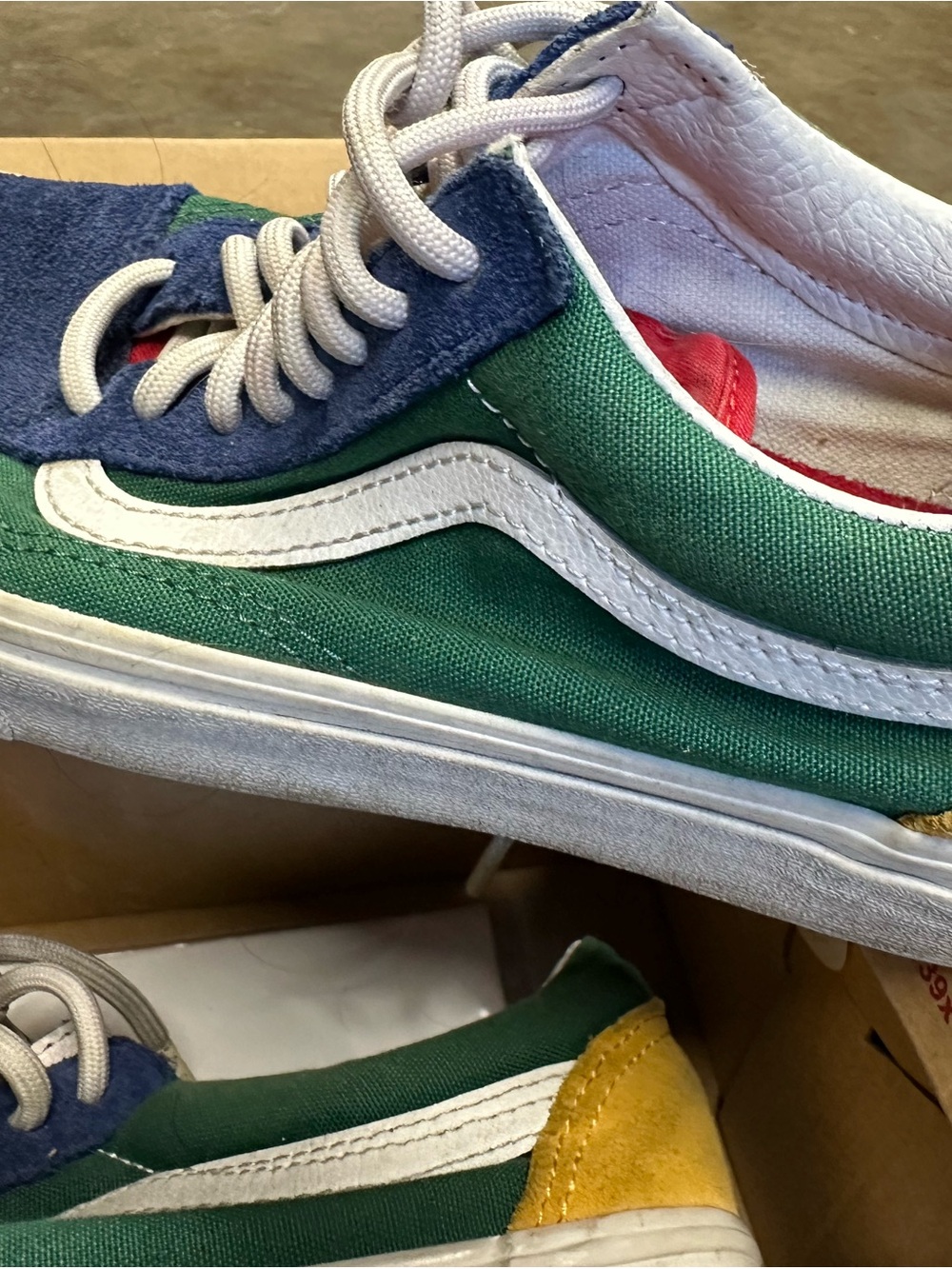 Vans Men's Multi-Color Low-Top Canvas Boat Shoes - Green Blue Yellow White